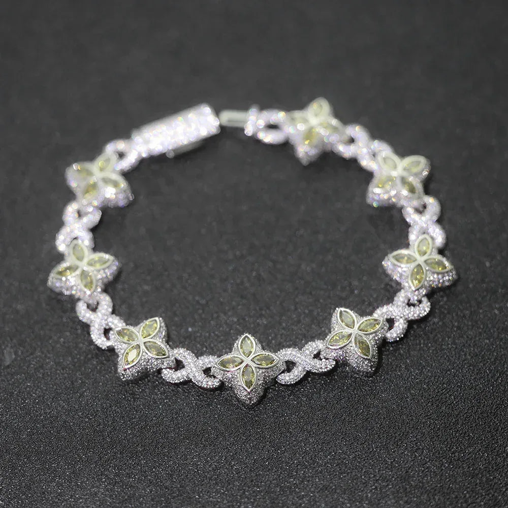 8mm S925 Sterling Silver Moissanite Infinity 8 Cuban Bracelet | VVS Moissanite Clover Link | Luxury Gold Chain Rapper Style | Caratix - CaratixJewelry